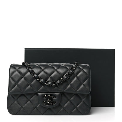 Chanel Lambskin Quilted Mini Rectangular Flap So Black 11 of 11