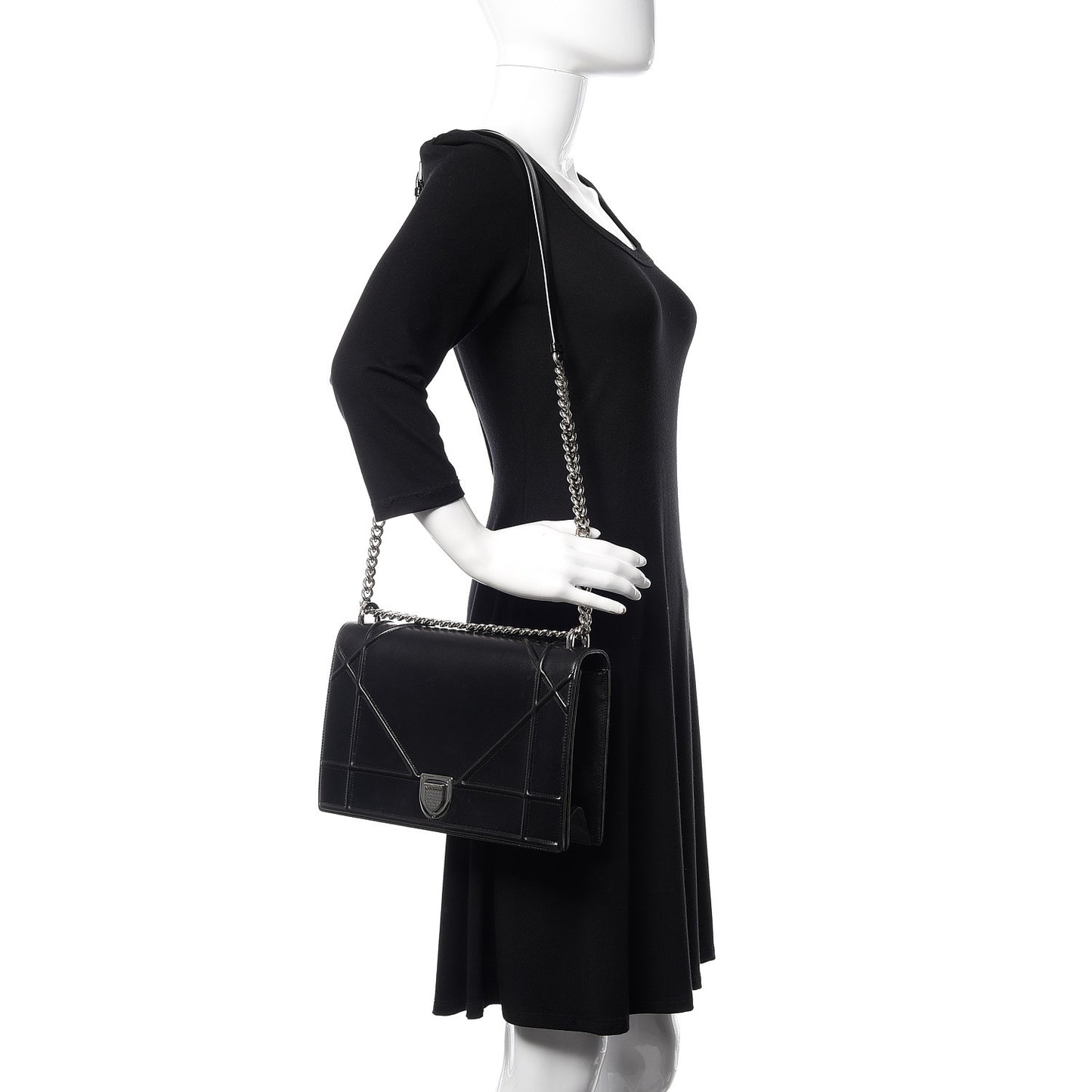 Lambskin Large Diorama Flap Bag Black