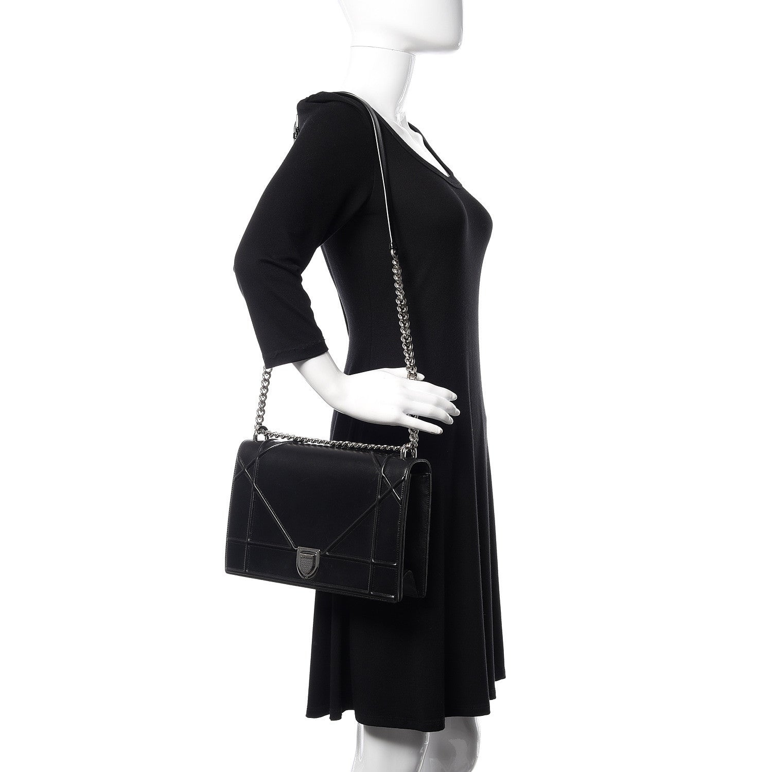Christian Dior Lambskin Large Diorama Flap Bag Black 2 of 14