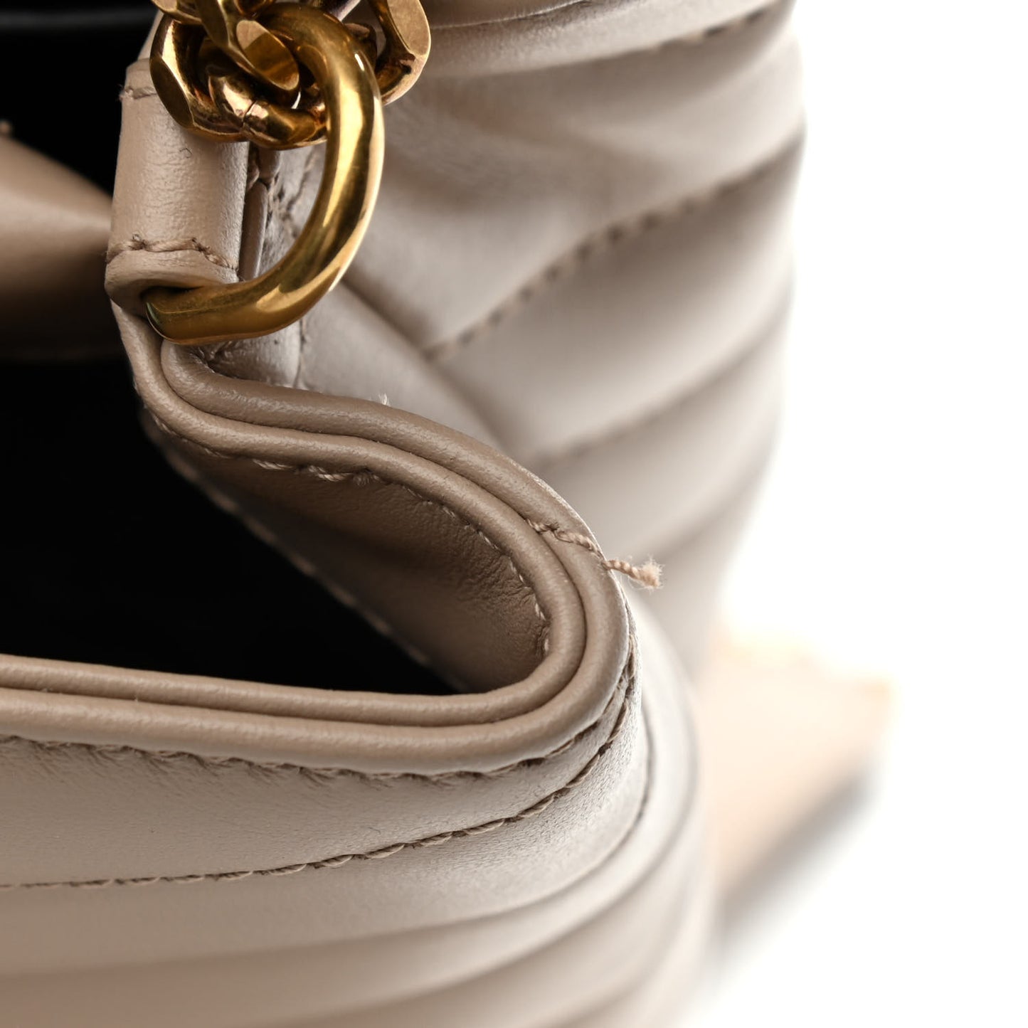 Calfskin Y Quilted Monogram Small Loulou Chain Satchel Dark Beige