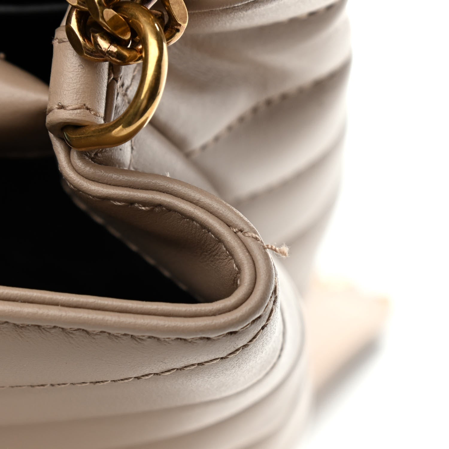 Saint Laurent Calfskin Y Quilted Monogram Small Loulou Chain Satchel Dark Beige 8 of 10