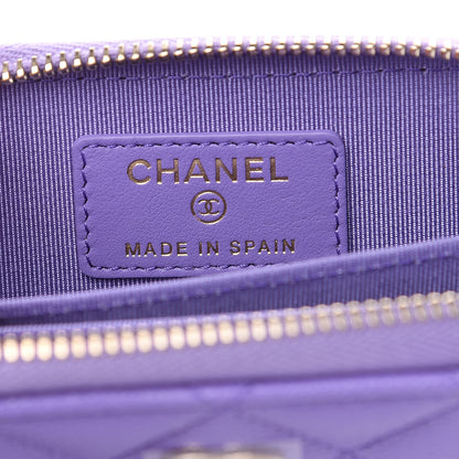 Chanel Caviar Quilted Zip Around Coin Purse Wallet Purple 5 of 6