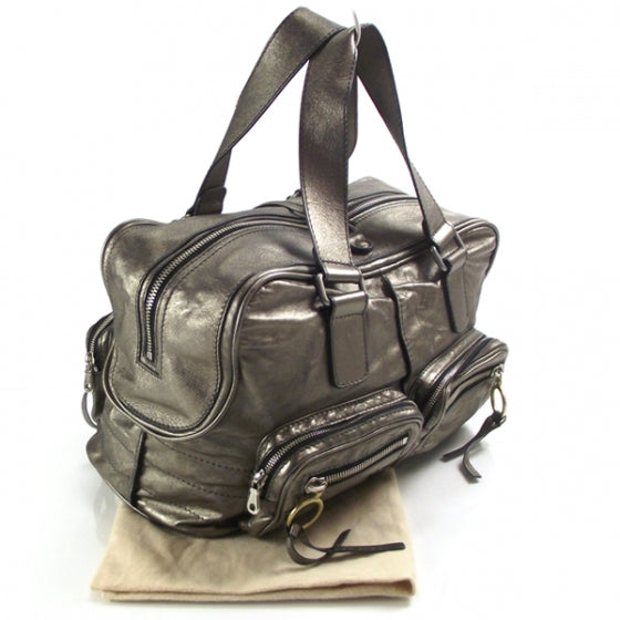 Metallic Calfskin Large Betty Shoulder Bag Argent