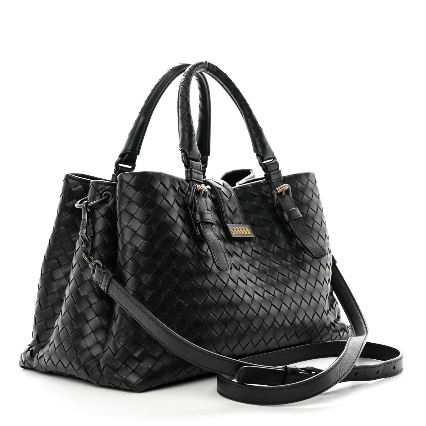 Nappa Intrecciato Small Roma Tote Black