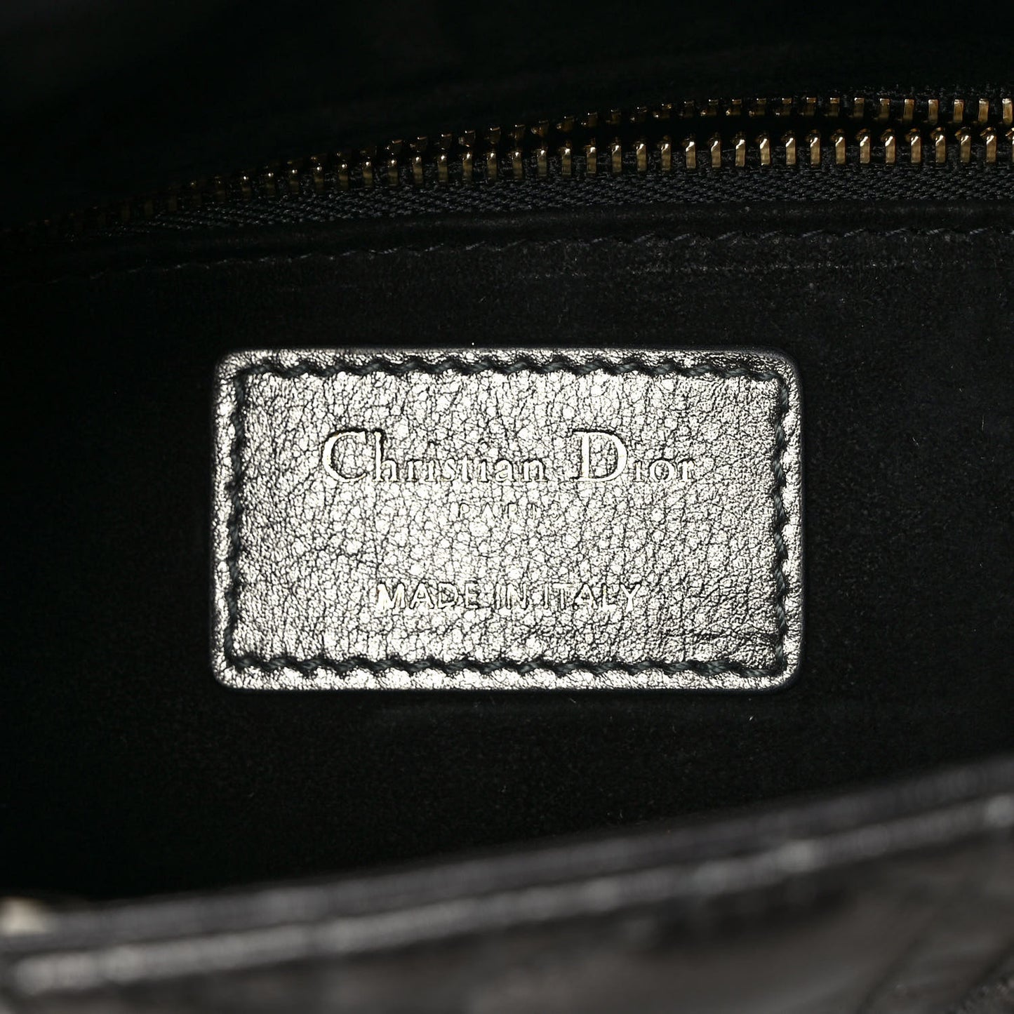 Lambskin Cannage Small My ABCDior Lady Dior Metallic Grey