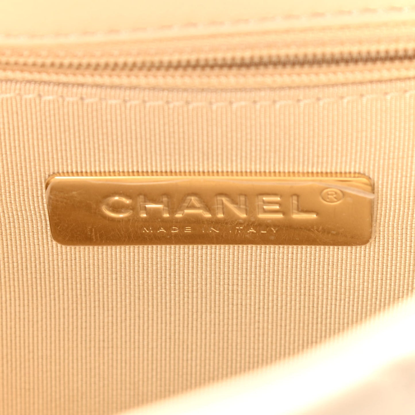 Goatskin Quilted Medium Chanel 19 Flap Beige