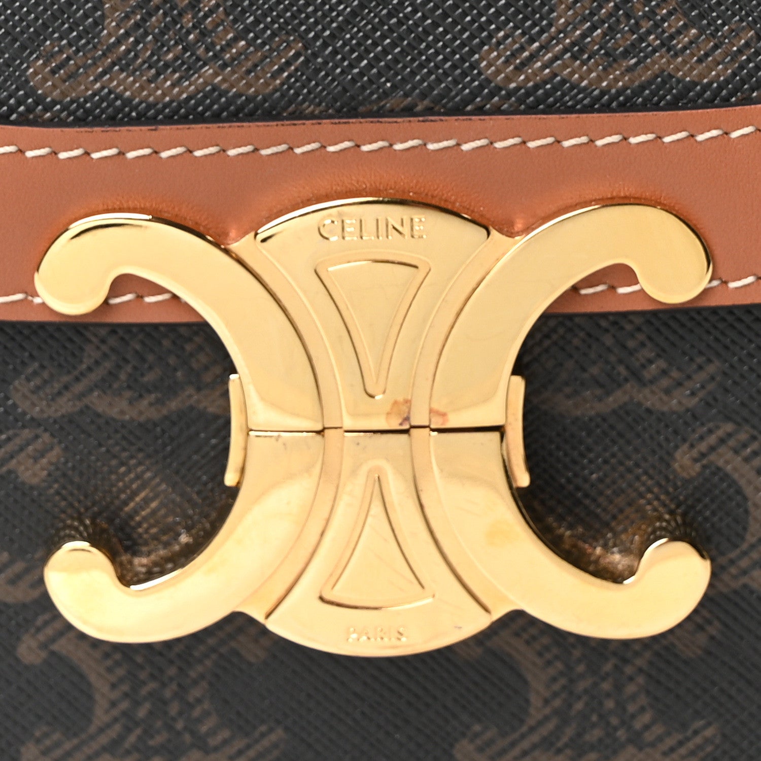 Celine Triomphe Canvas Calfskin Medium Triomphe Bag Tan 8 of 10
