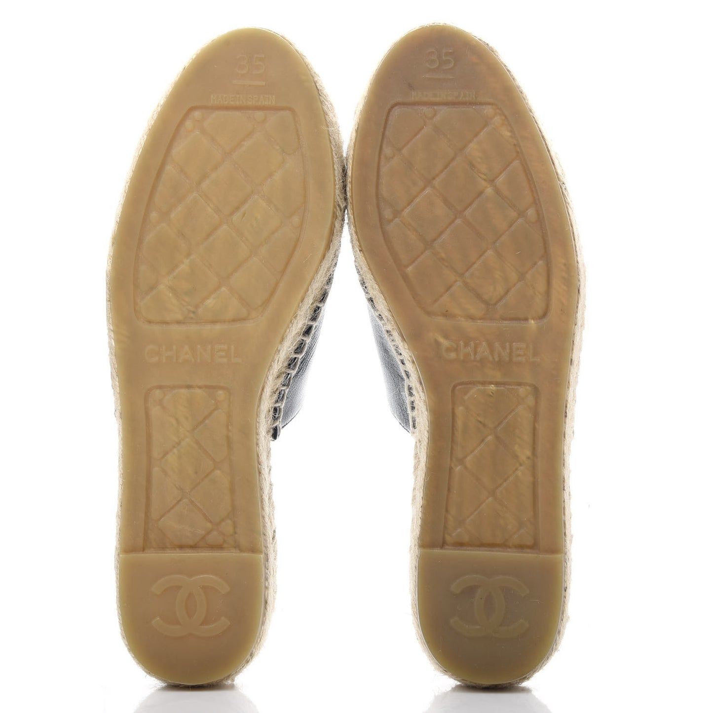 Goatskin Patent Calfskin CC Espadrille Mules 35 Black