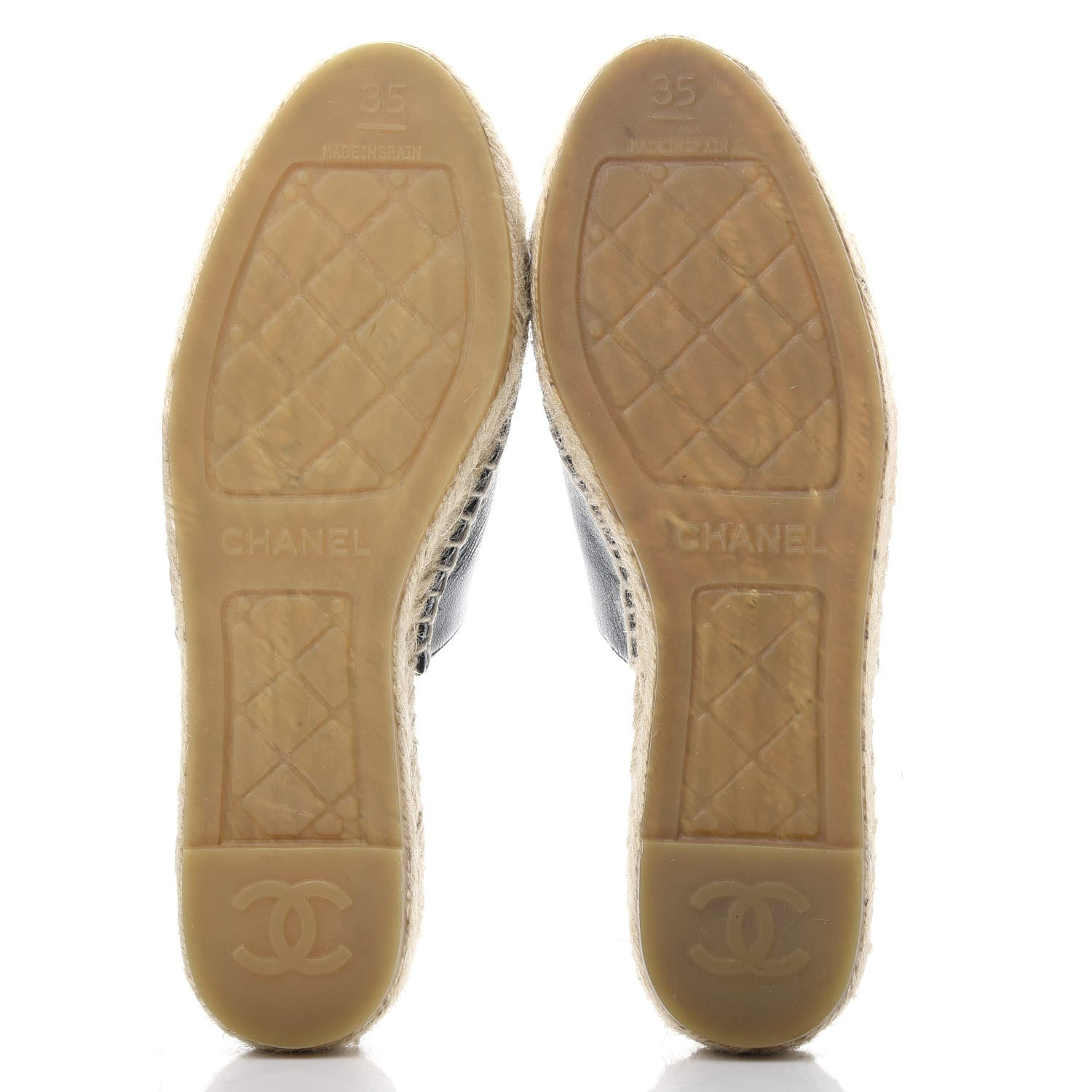 Chanel Goatskin Patent Calfskin CC Espadrille Mules 35 Black 6 of 12