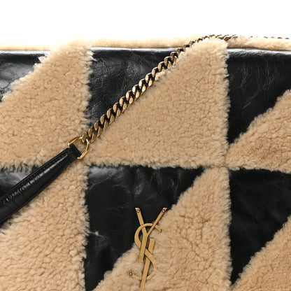 Saint Laurent Calfskin Shearling Patchwork Monogram Giant Jamie Black Beige 7 of 9