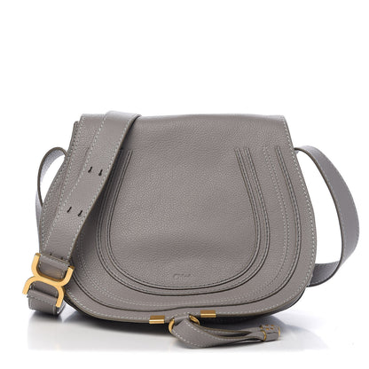 Chloe Grained Calfskin Medium Marcie Saddle Bag Cashmere Grey 1 of 8