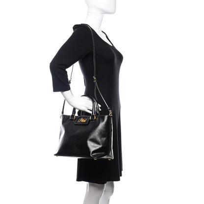 Prada Saffiano Vernice Turn Lock Shopping Tote Black 2 of 11