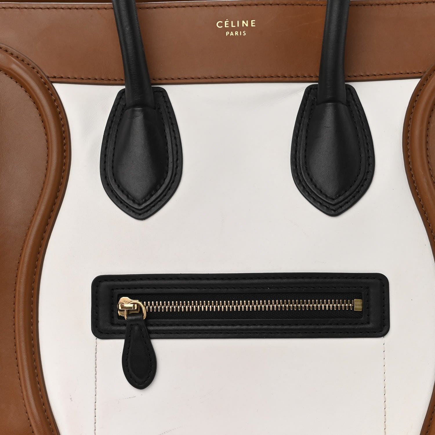 Celine Satin Calfskin Mini Tri-Color Luggage White Brown 7 of 18