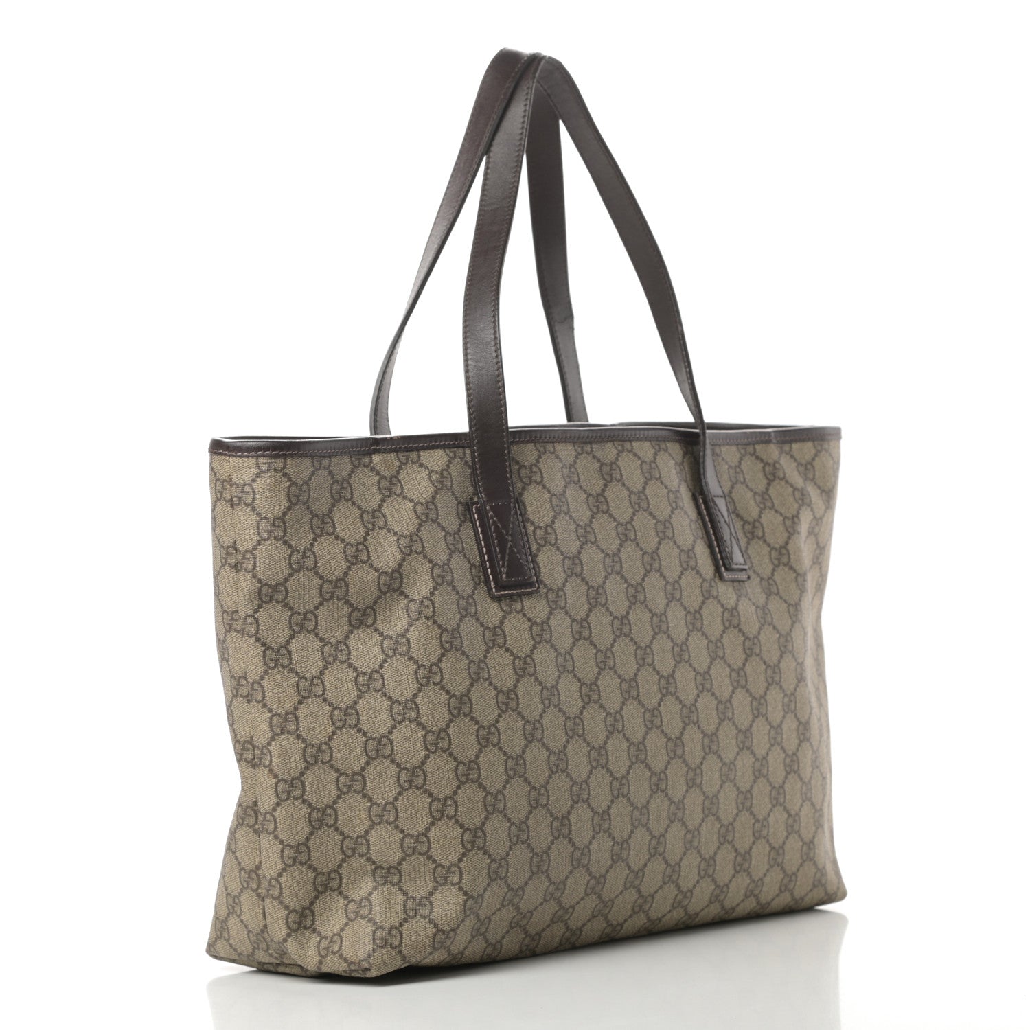 Gucci GG Supreme Monogram Medium Zippered Shopping Tote Dark Brown 3 of 15