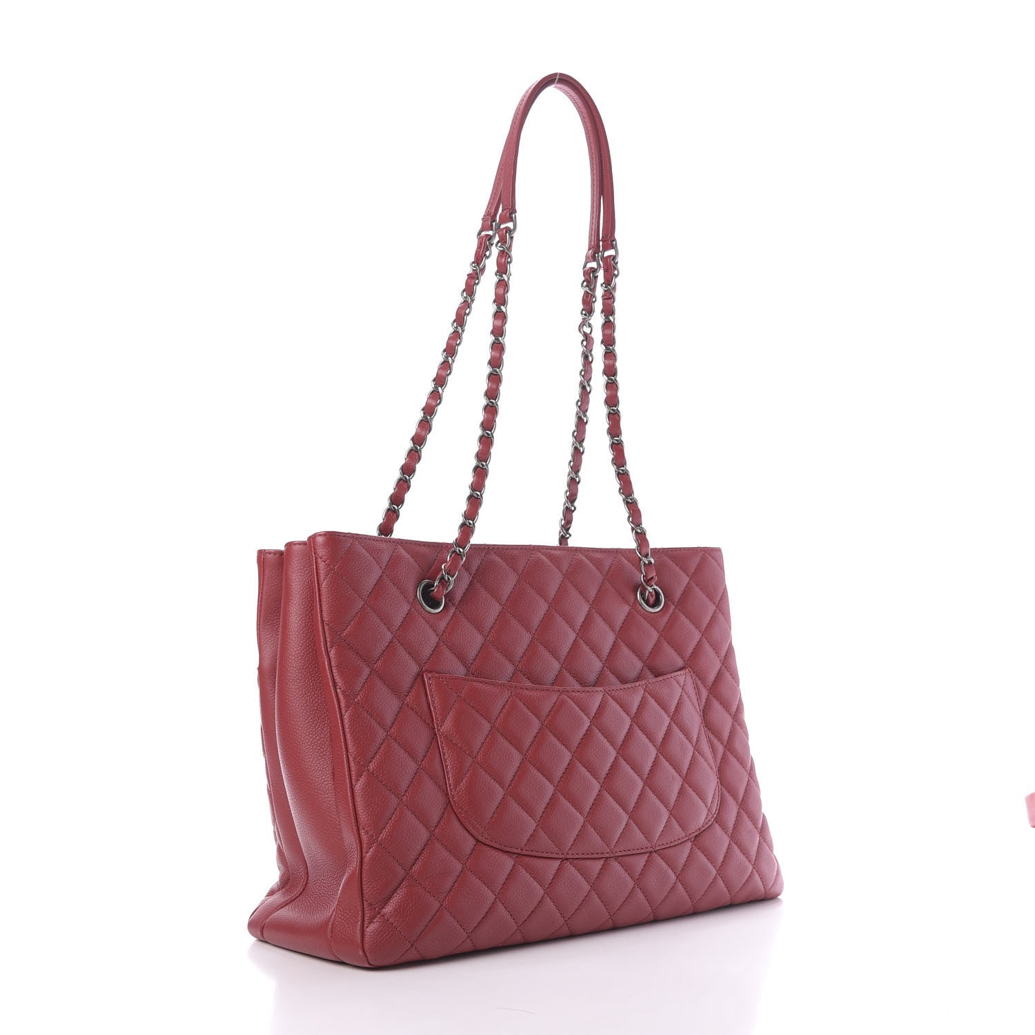 Chanel Caviar Quilted Large Zipped Shopping Tote Red 3 of 14