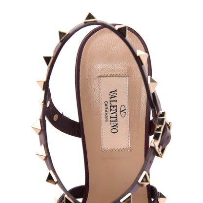Valentino Garavani Calfskin Rockstud 60mm City Sandals 37.5 Rubin 6 of 7