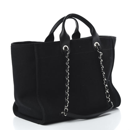Chanel Canvas Pearl Medium Deauville Tote Black 4 of 11