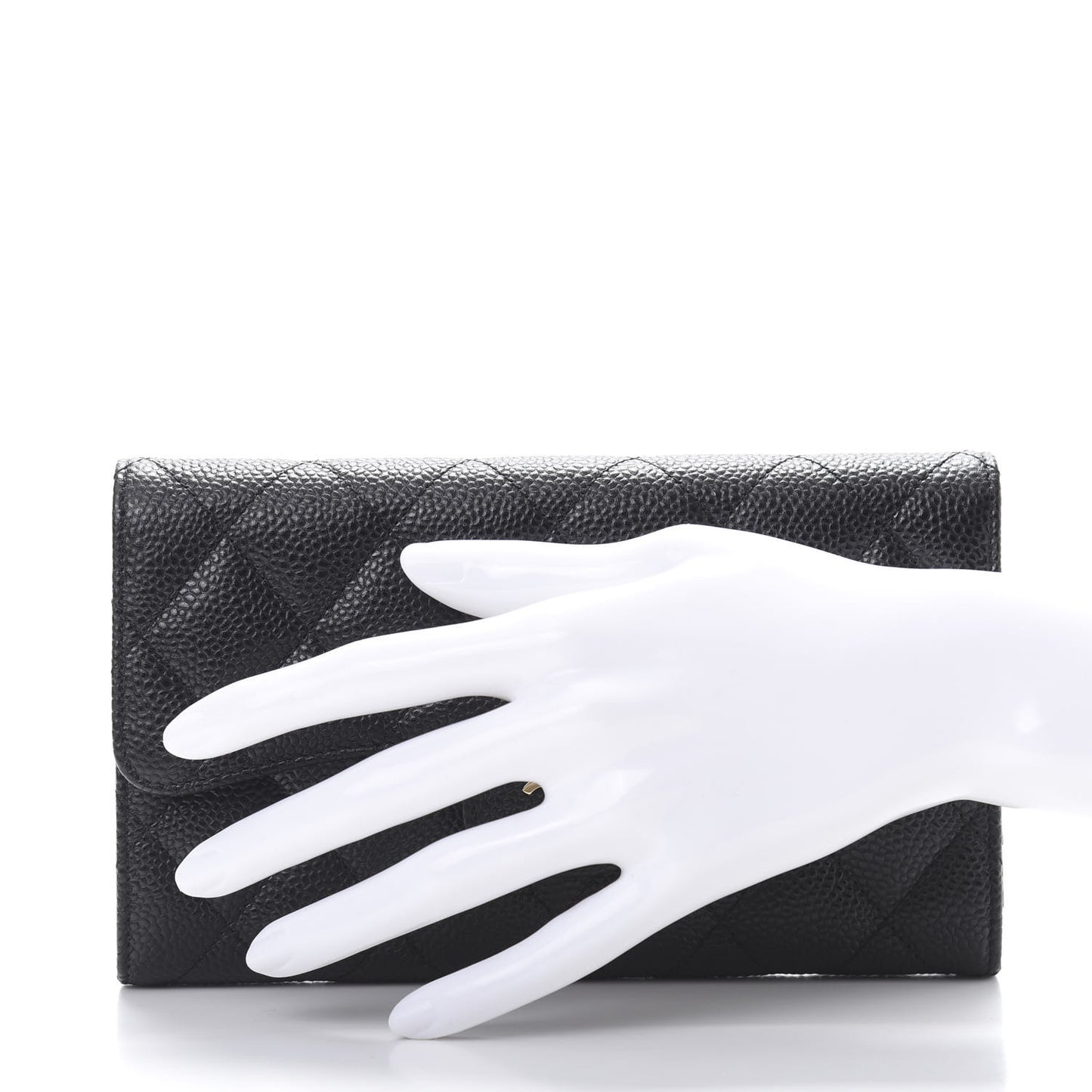 Caviar Quilted Long Flap Wallet Black
