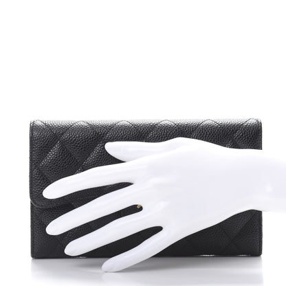 Chanel Caviar Quilted Long Flap Wallet Black 2 of 9