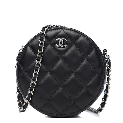 Chanel Lambskin Quilted Round Clutch With Chain Black 1 of 7