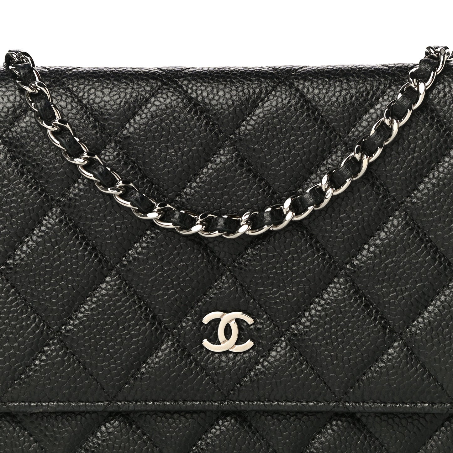 Caviar Quilted Wallet On Chain WOC Black