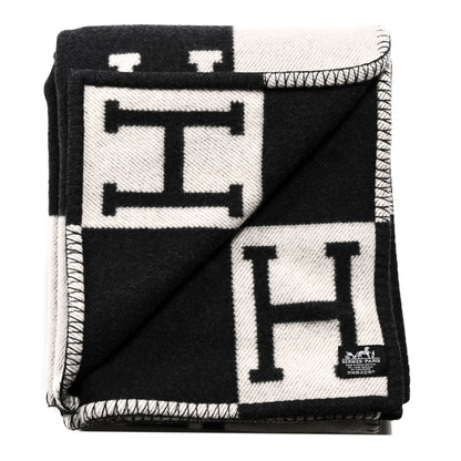 Hermes Wool Cashmere Avalon Blanket Ecru Gris Fonce 2 of 3