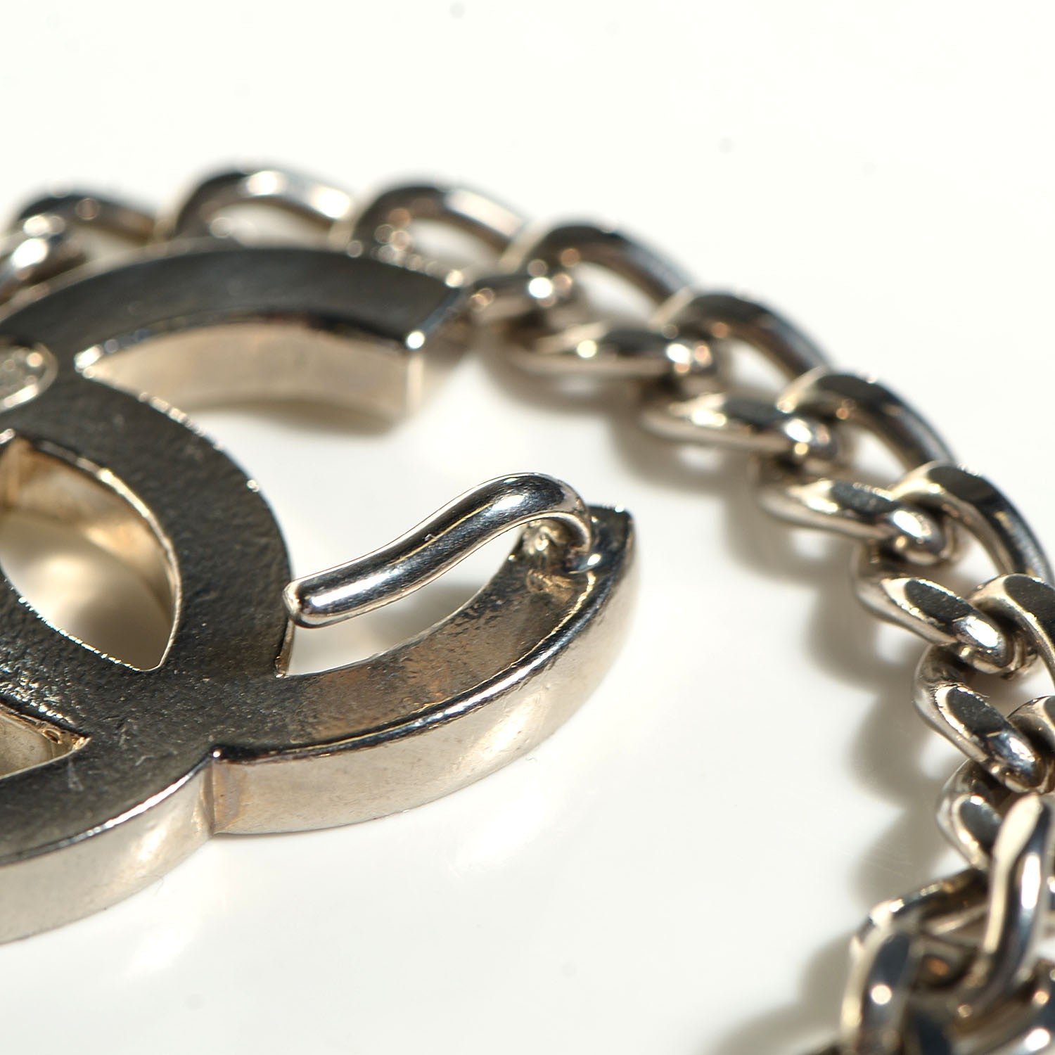 Chanel Enamel CC Ceinture Fantai Adjustable Belt Silver White 4 of 4