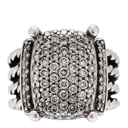 David Yurman Sterling Silver Diamond 16mm Wheaton Ring 50 5.5 1 of 5