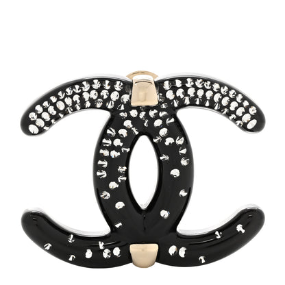 Chanel Resin Crystal CC Brooch Gold Black 1 of 5