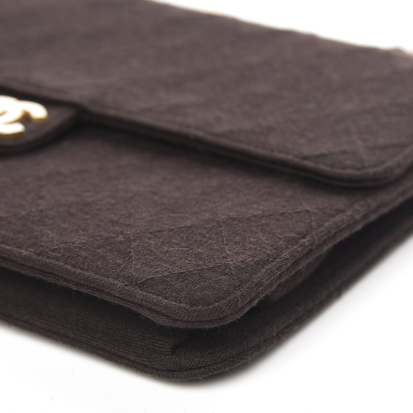 Jersey Quilted Medium Single Flap Brown