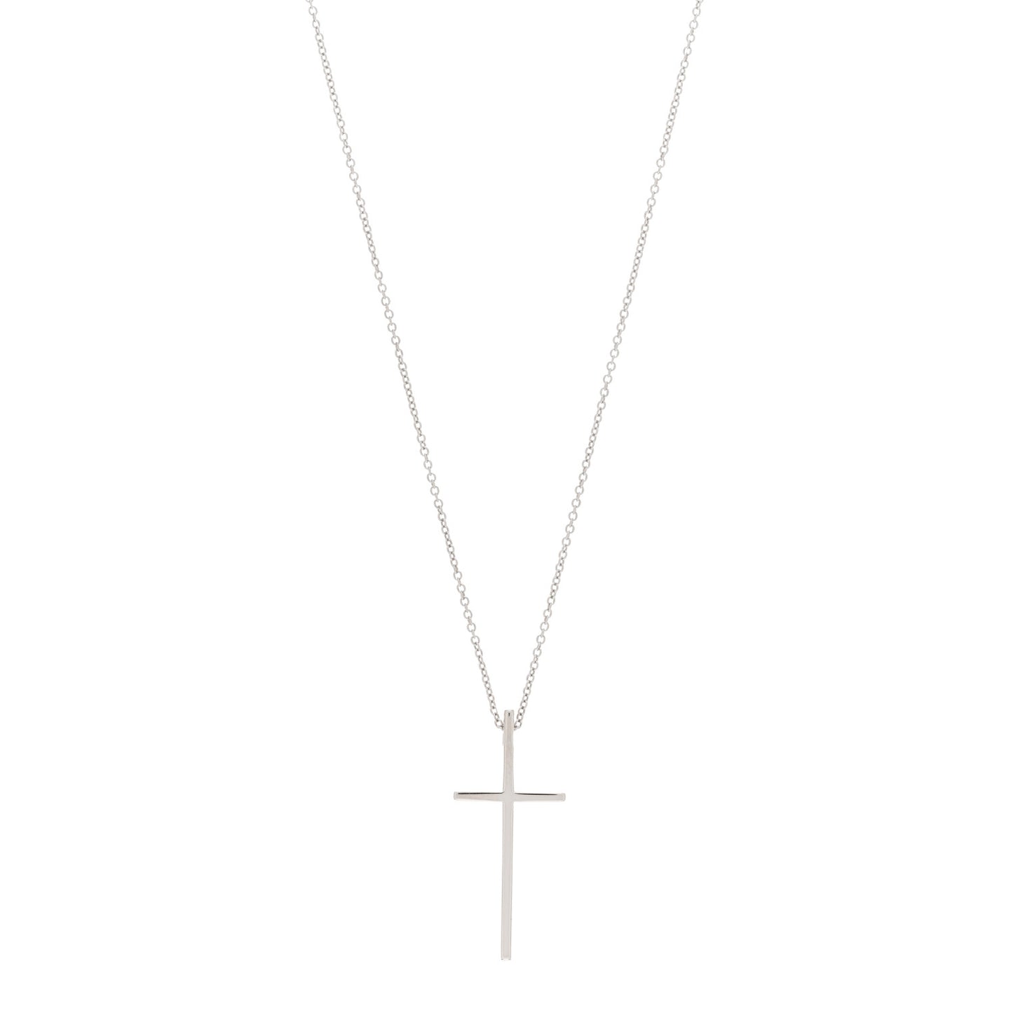 18K White Gold Metro Cross Pendant Necklace