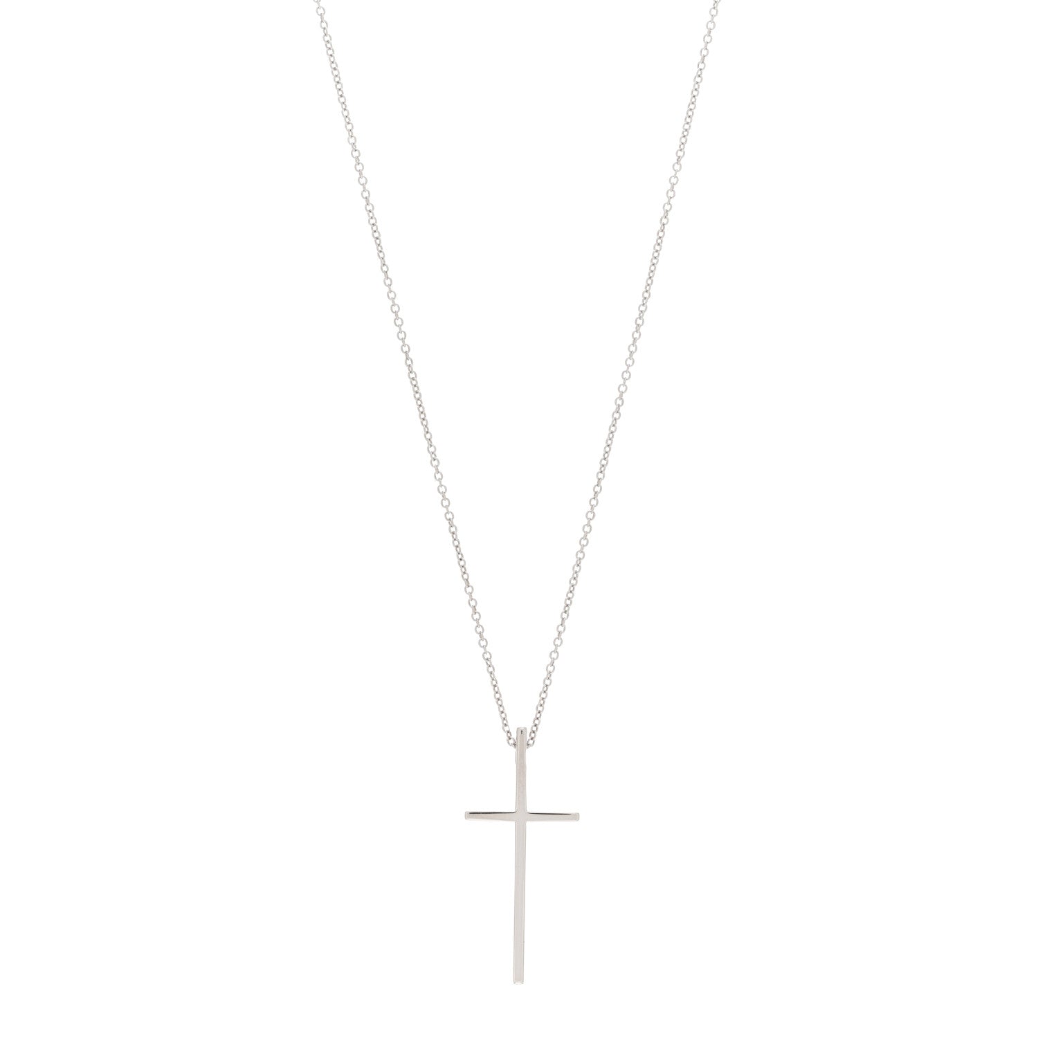 Tiffany 18K White Gold Metro Cross Pendant Necklace 1 of 4