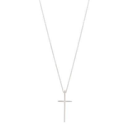 Tiffany 18K White Gold Metro Cross Pendant Necklace 1 of 4