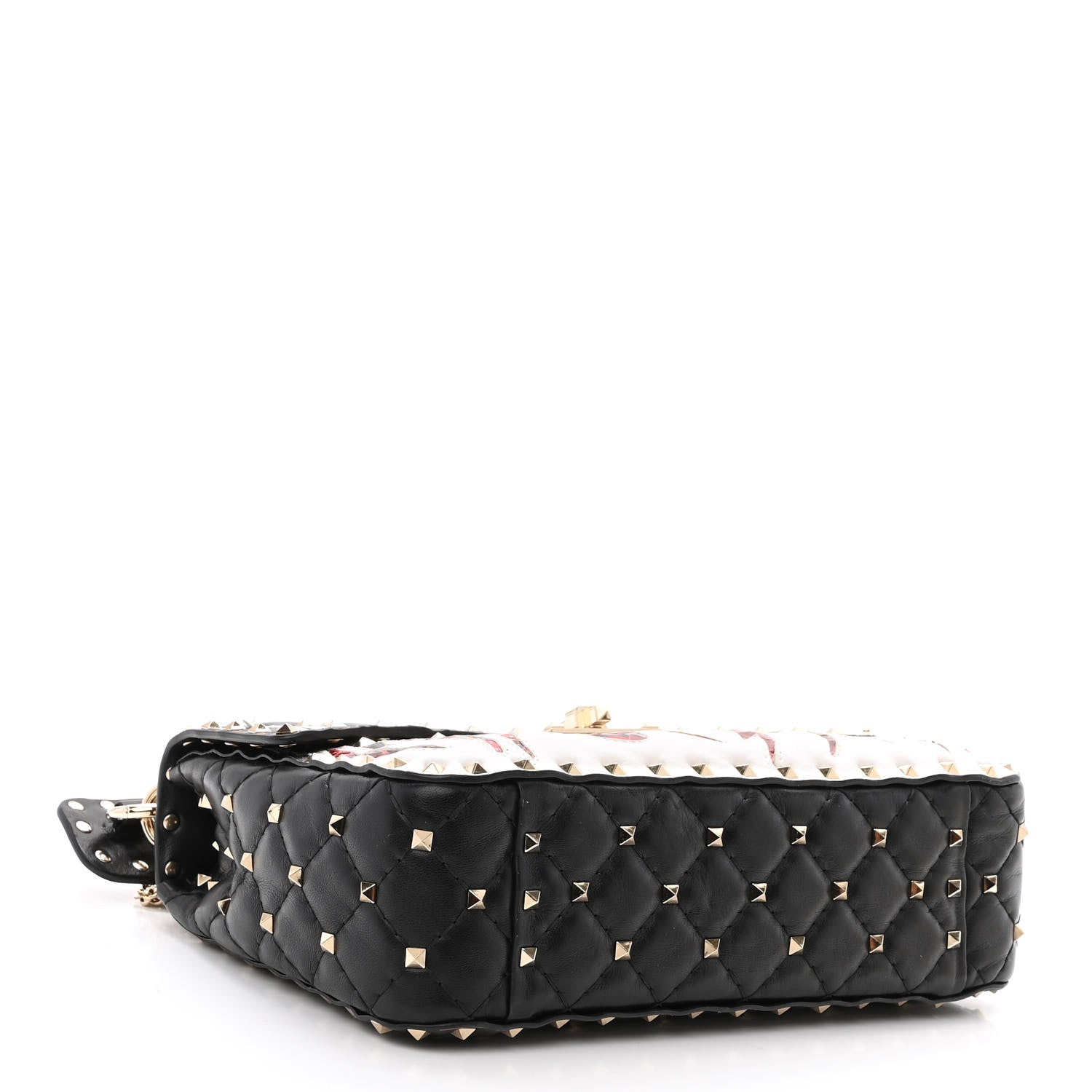 Valentino Garavani Lambskin Ayers Flames Medium Rockstud Spike Shoulder Bag Black 4 of 9