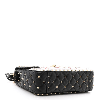 Valentino Garavani Lambskin Ayers Flames Medium Rockstud Spike Shoulder Bag Black 4 of 9