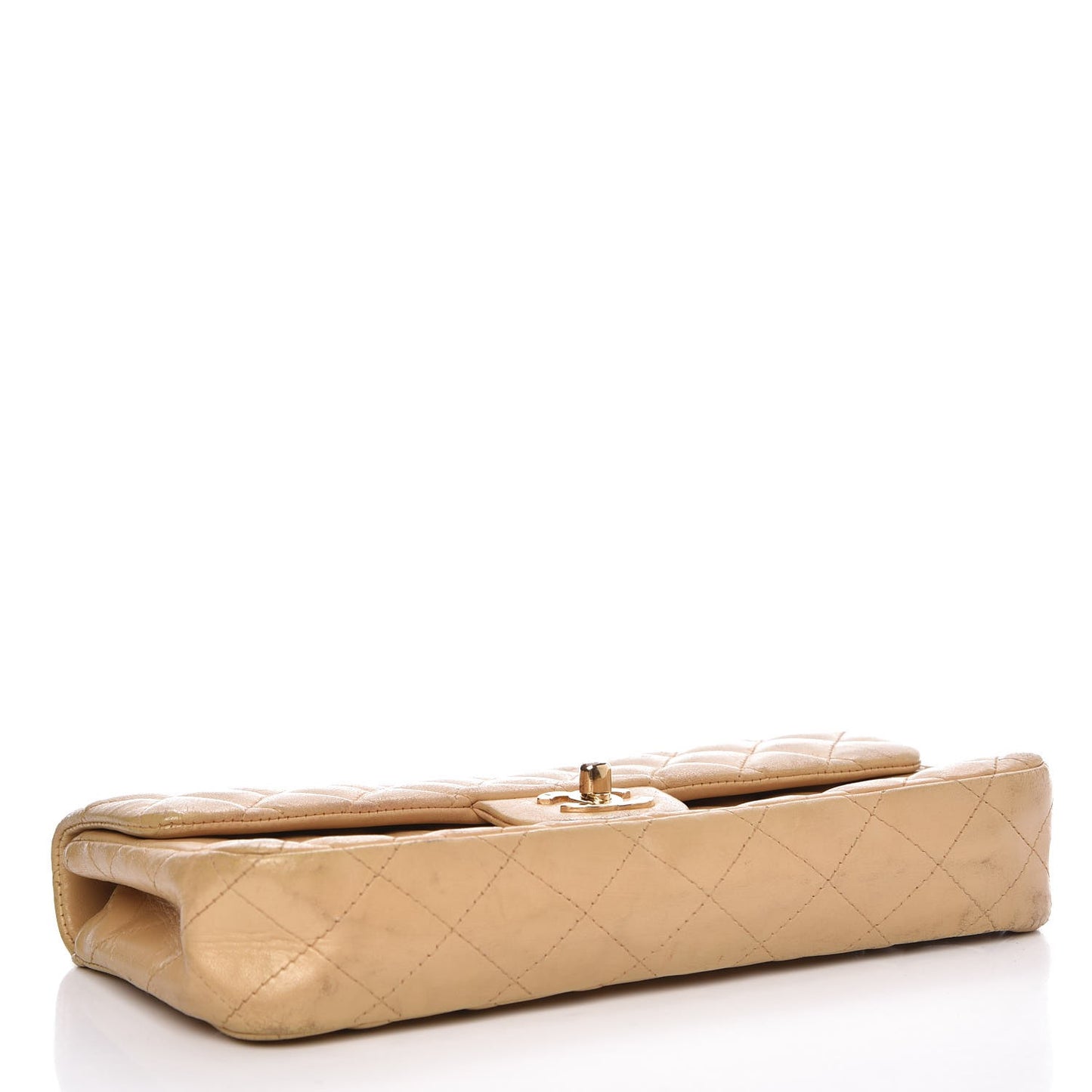 Lambskin Quilted East West Flap Beige