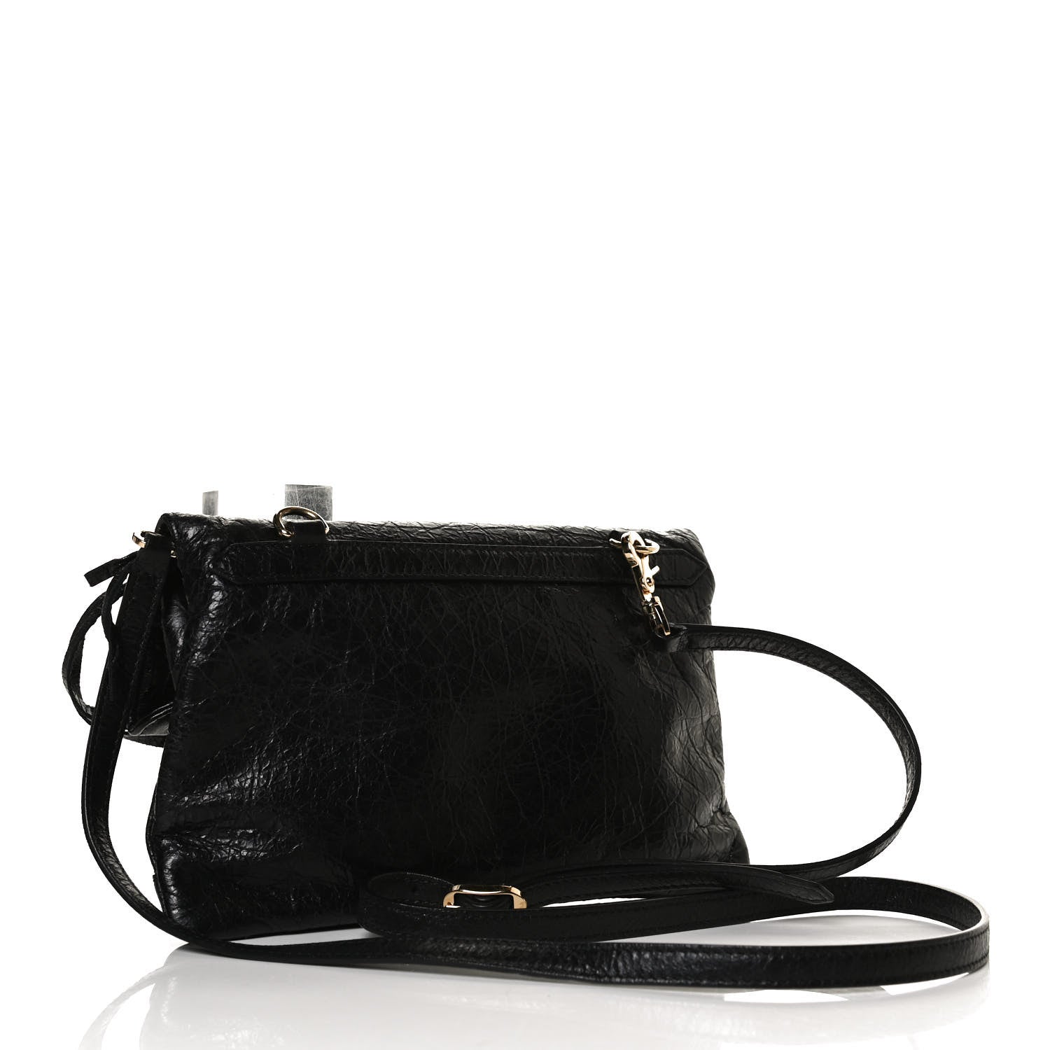 Balenciaga Agneau Classic Gold Hardware Mini Envelope Strap Clutch Black 3 of 12