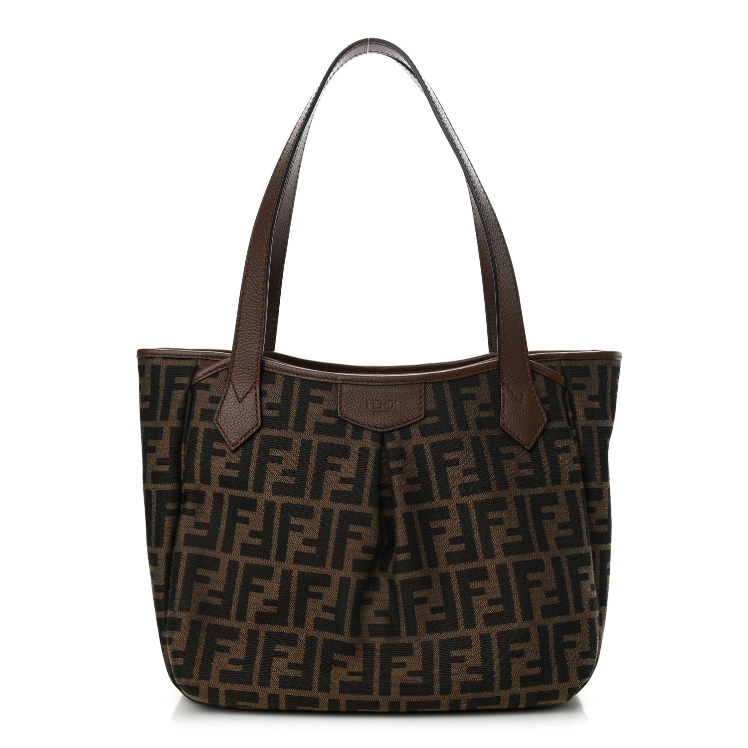 Fendi Zucca Vitello Artic Medium Shopping Tote Tobacco Castagna 1 of 10
