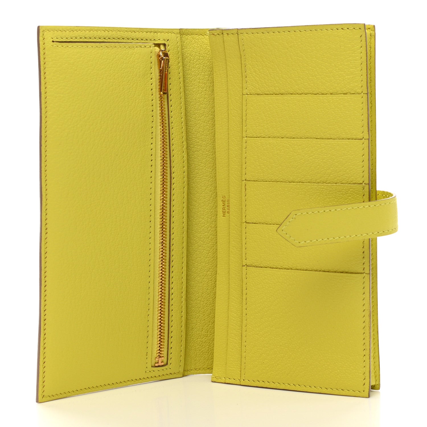 Hermes Chevre Mysore Bearn Gusset Wallet Lime 5 of 8