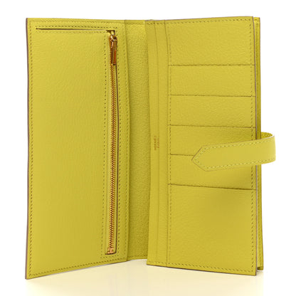 Hermes Chevre Mysore Bearn Gusset Wallet Lime 5 of 8