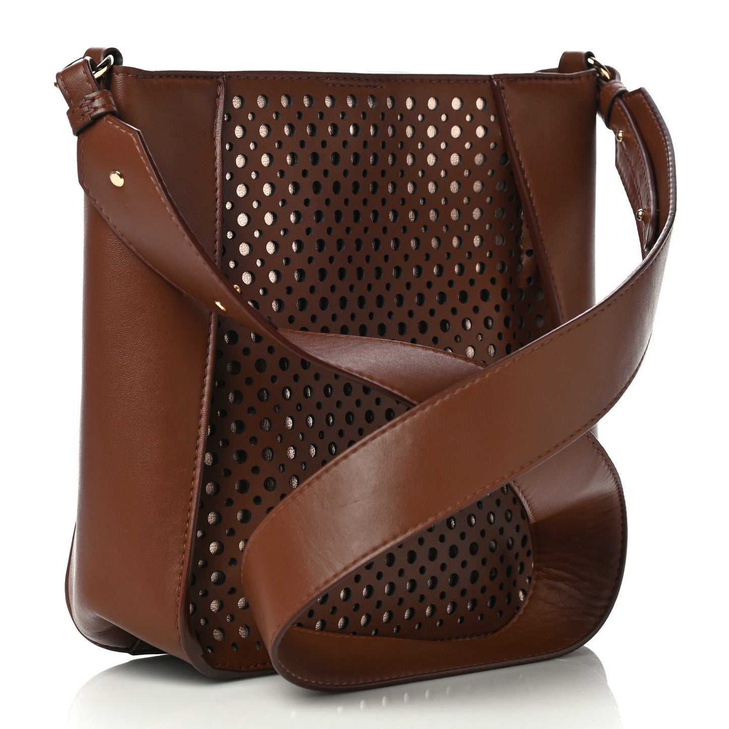 Eco Alter Nappa Perforated Logo Crossbody Brown