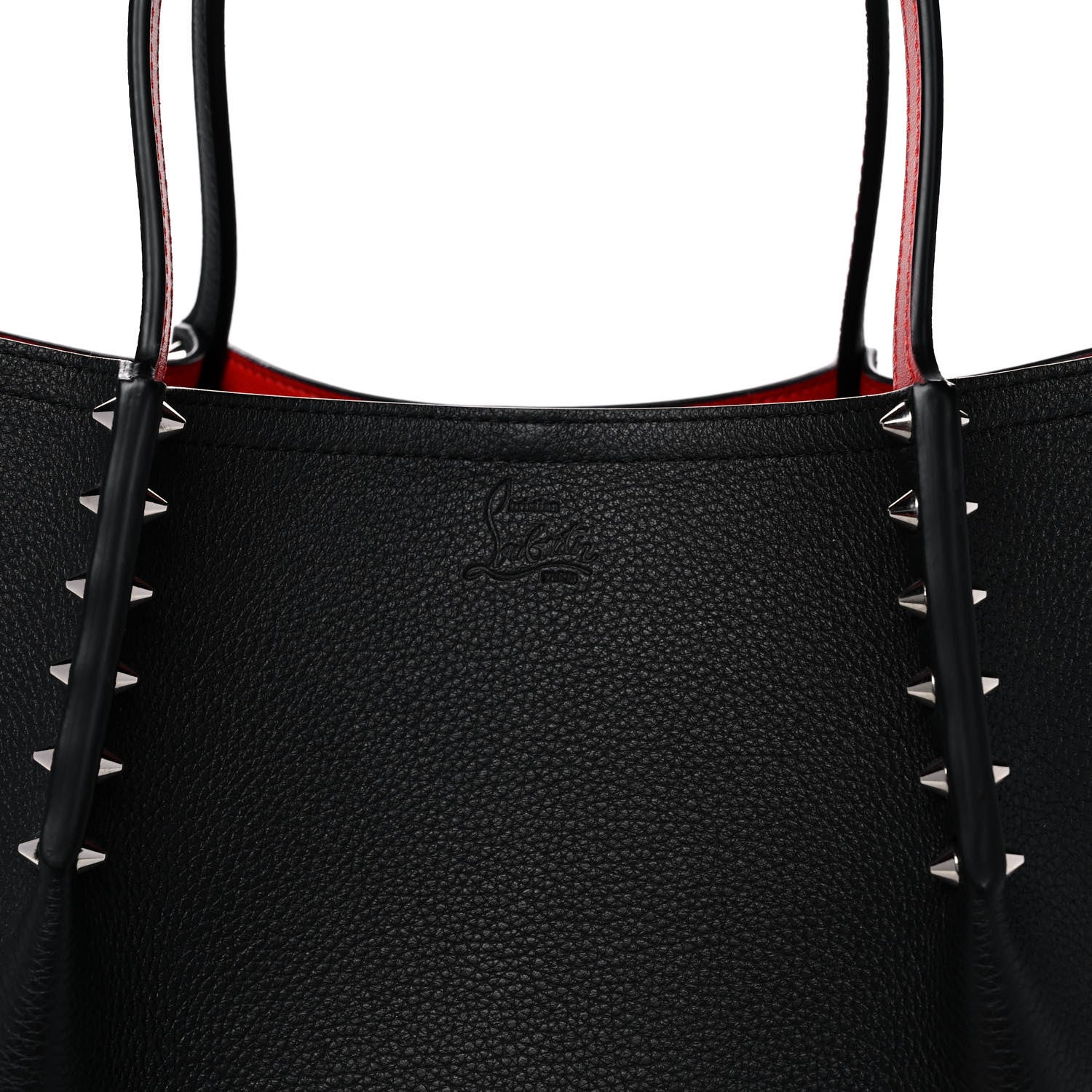 Christian Louboutin Calfskin Spiked Small Cabarock Shopper Tote Black 13 of 14
