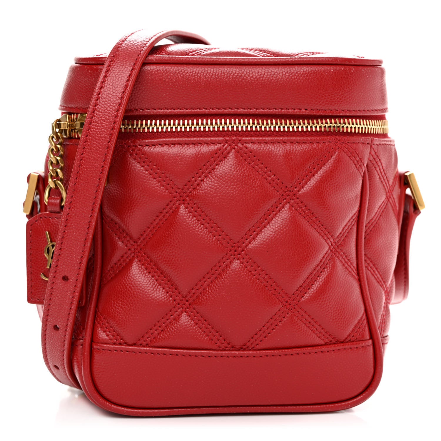 Saint Laurent Grain de Poudre Quilted 80's Vanity Bag Red 1 of 10