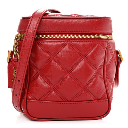 Saint Laurent Grain de Poudre Quilted 80's Vanity Bag Red 1 of 10