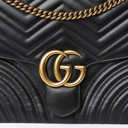 Gucci Calfskin Matelasse Large GG Marmont Shoulder Bag Black 7 of 13