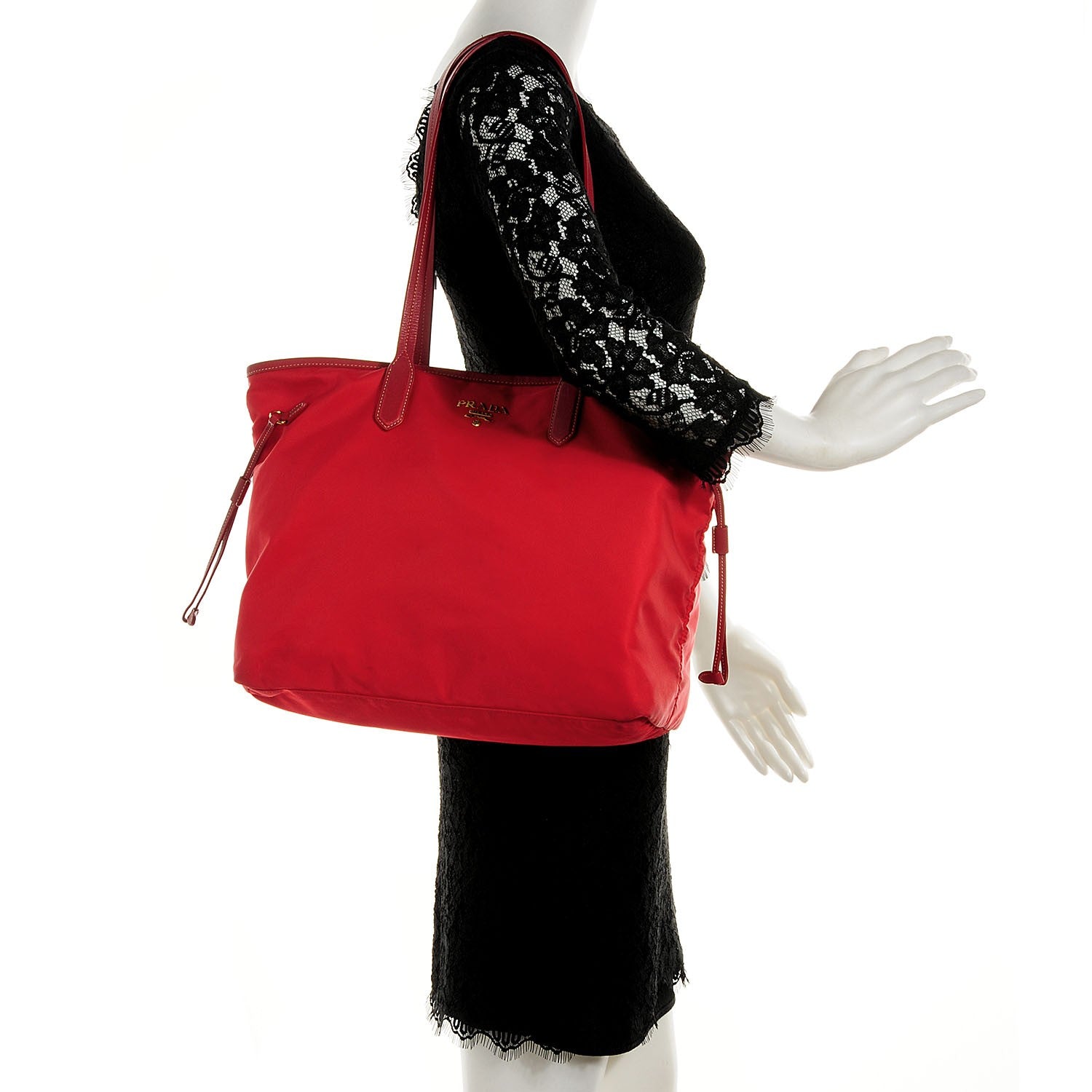 Prada Tessuto Saffiano Tote Rosso 2 of 11