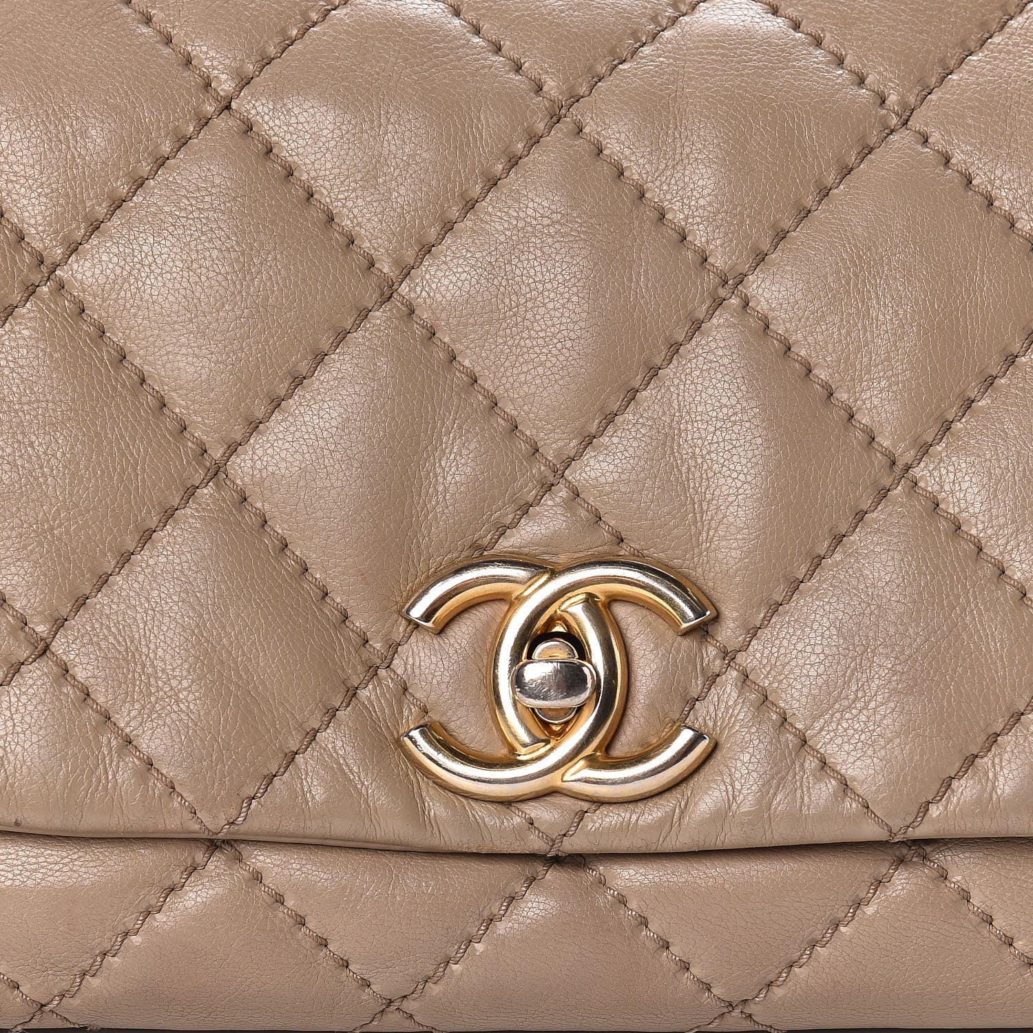 Chanel Calfskin Quilted Retro Chain Accordion Flap Beige 8 of 13