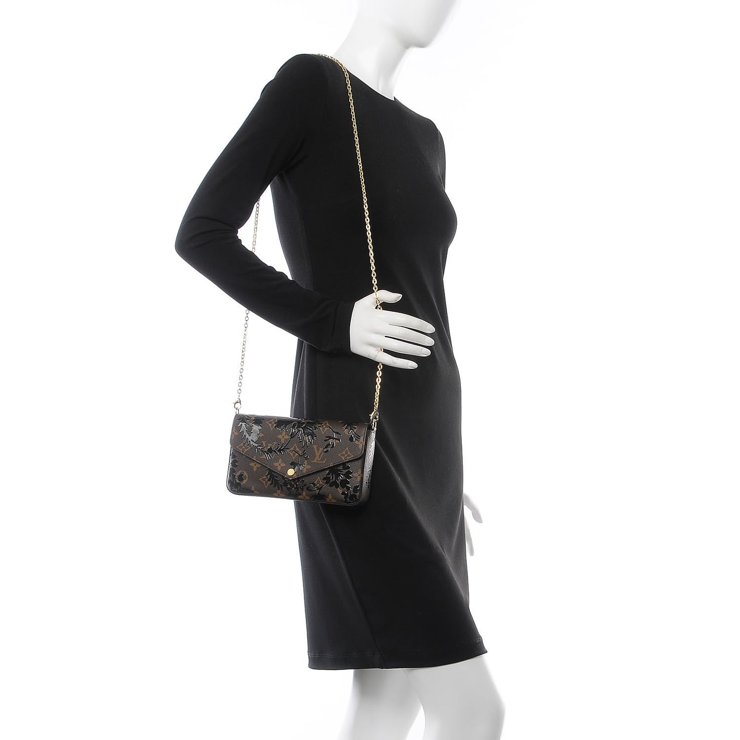 Monogram Blossom Pochette Felicie Chain Wallet Black