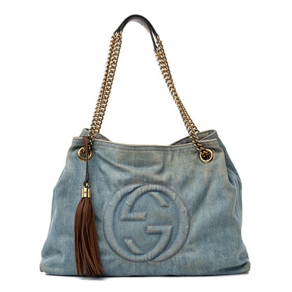 Gucci Denim Medium Soho Chain Shoulder Bag Blue 1 of 18