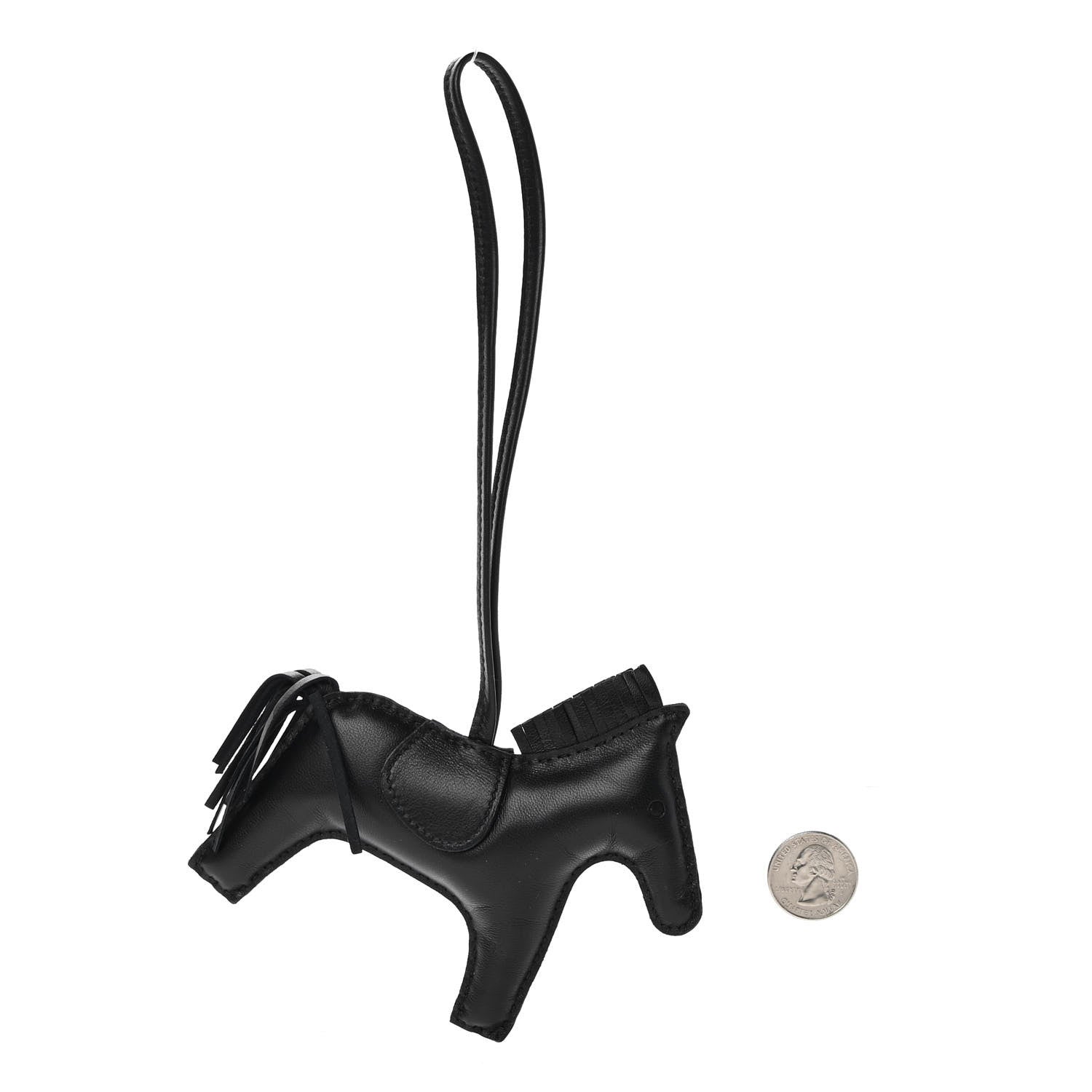 Hermes Milo Lambskin Grigri Rodeo Horse Bag Charm MM So Black 2 of 5